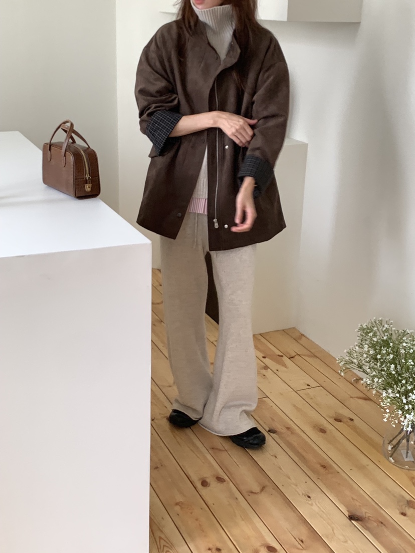 DE GO YOU東大門㊣直郵女裝新品休閑25秋冬職業夾克麂皮絎縫DE GO YOU夾克