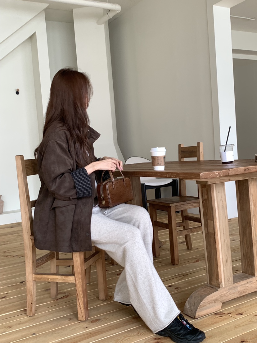 DE GO YOU東大門㊣直郵女裝新品休閑25秋冬職業夾克麂皮絎縫DE GO YOU夾克