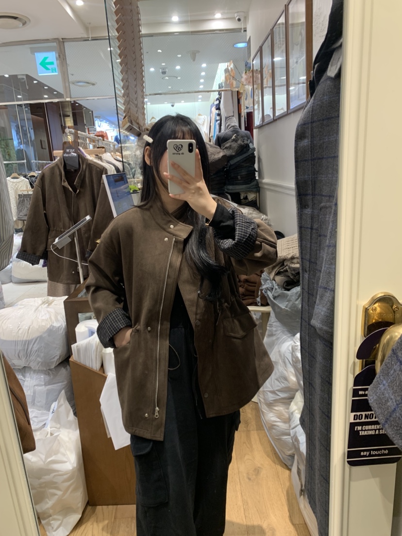 DE GO YOU東大門㊣直郵女裝新品休閑25秋冬職業夾克麂皮絎縫DE GO YOU夾克