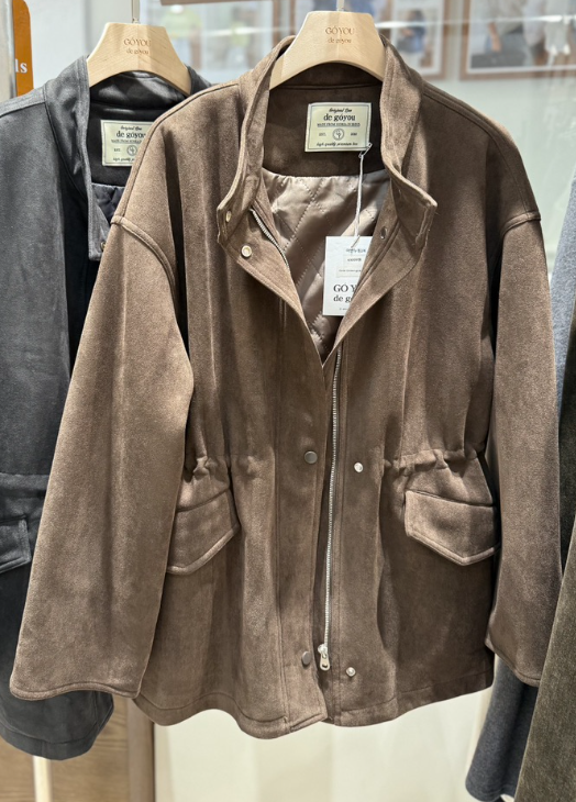 DE GO YOU東大門㊣直郵女裝新品休閑25秋冬職業夾克麂皮絎縫DE GO YOU夾克圖色2