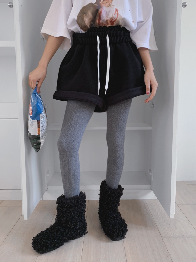 OURWAVE/OUR ROOM東大門㊣實拍女士新款人氣短褲加絨羊皮Our Wave/Our Room短褲