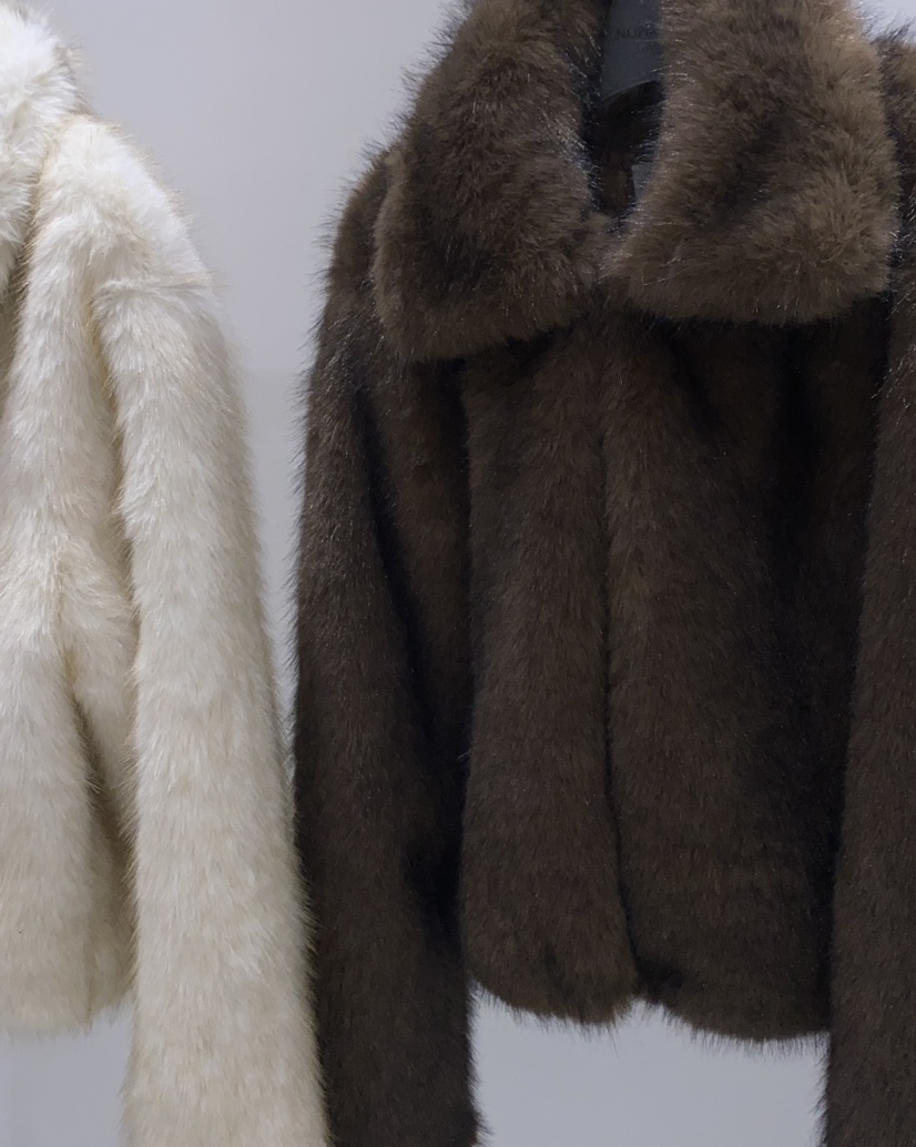 NOPROBLEM韓國直郵㊣女裝新品時尚職業人氣25秋冬短款大衣毛皮NOPROBLEM短款大衣