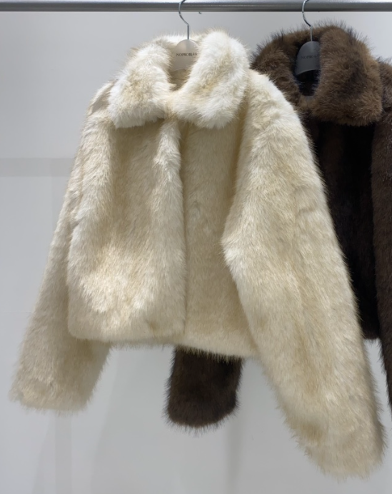 NOPROBLEM韓國直郵㊣女裝新品時尚職業人氣25秋冬短款大衣毛皮NOPROBLEM短款大衣圖色1
