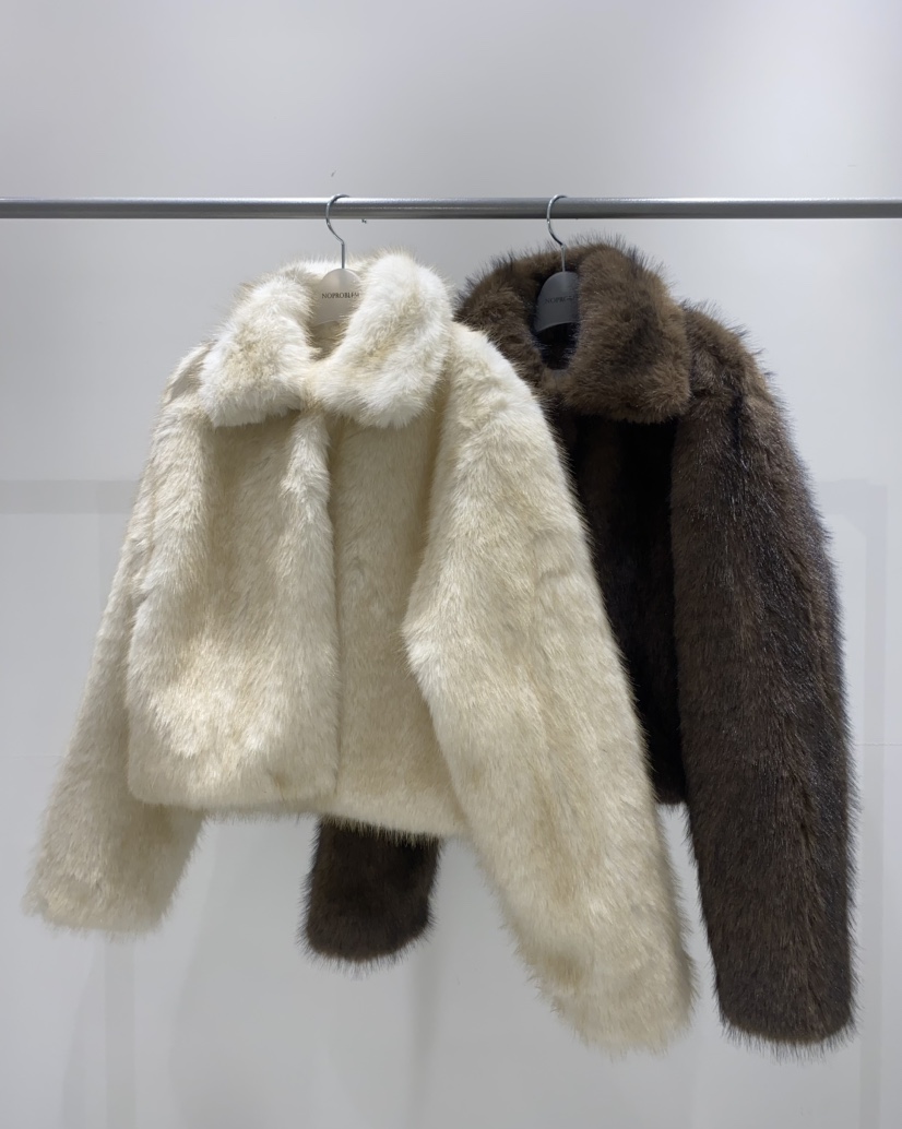 NOPROBLEM韓國直郵㊣女裝新品時尚職業人氣25秋冬短款大衣毛皮NOPROBLEM短款大衣圖色2左二色