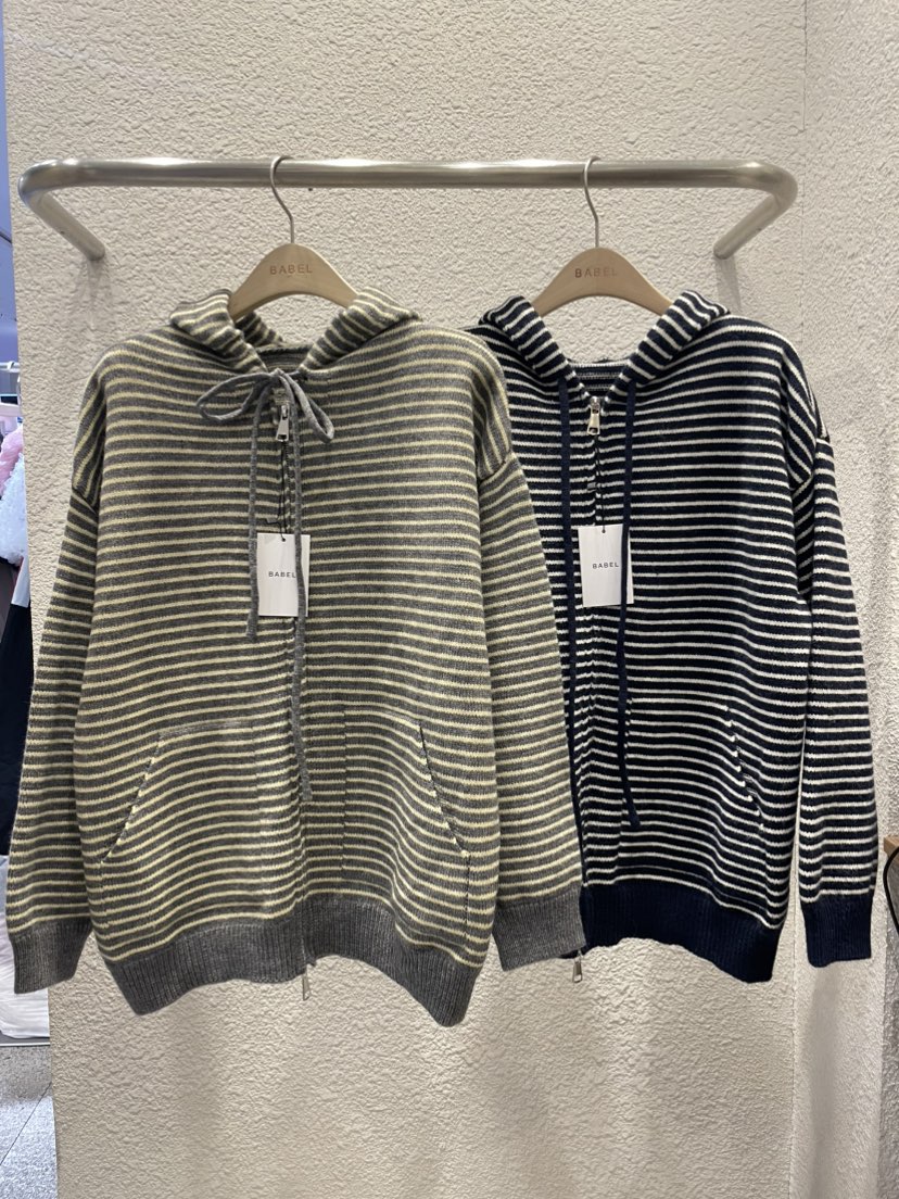 BABEL東大門㊣代購女士新款休閑真品25秋冬針織衫連帽拉鏈衫BABEL針織衫