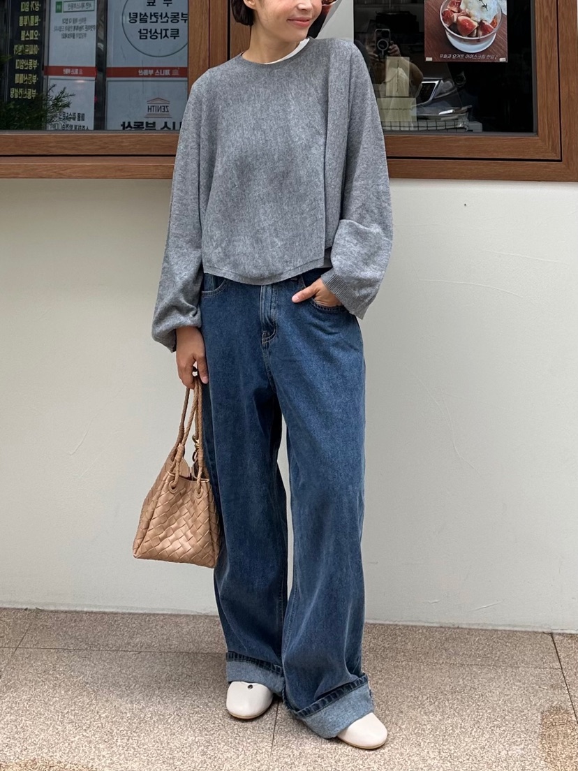 EOMPIT東大門㊣實拍女士新品真品時尚休閑人氣推薦25秋冬牛仔褲EOMPIT牛仔褲圖色1