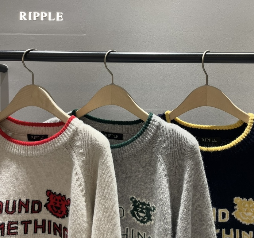 RIPPLE東大門㊣實拍女士新款推薦休閑真品時尚針織衫泰迪熊RIPPLE針織衫