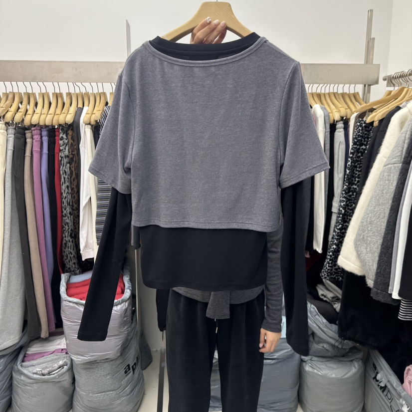 SPECIAL東大門㊣直郵女裝新品職業25秋冬長袖T恤假兩件開衫SPECIAL長袖T恤