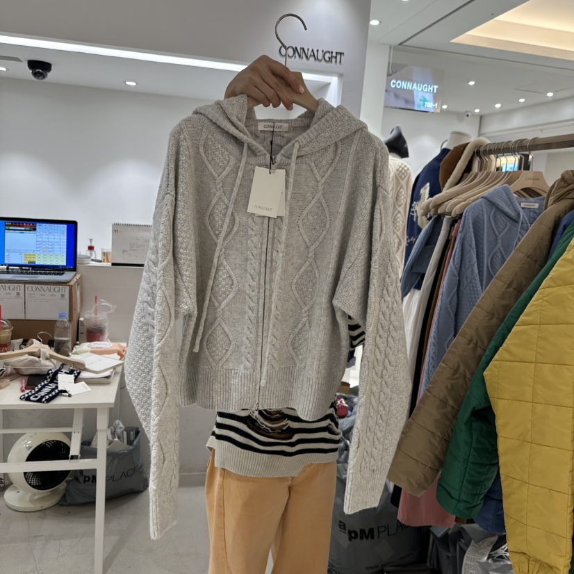 CONNAUGHT東大門㊣實拍女士新款25秋冬職業針織衫連帽拉鏈衫CONNAUGHT針織衫圖色1