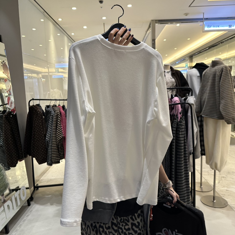 CREDITO東大門㊣直郵女裝新品休閑25秋冬熱賣真品職業長袖T恤CREDITO長袖T恤