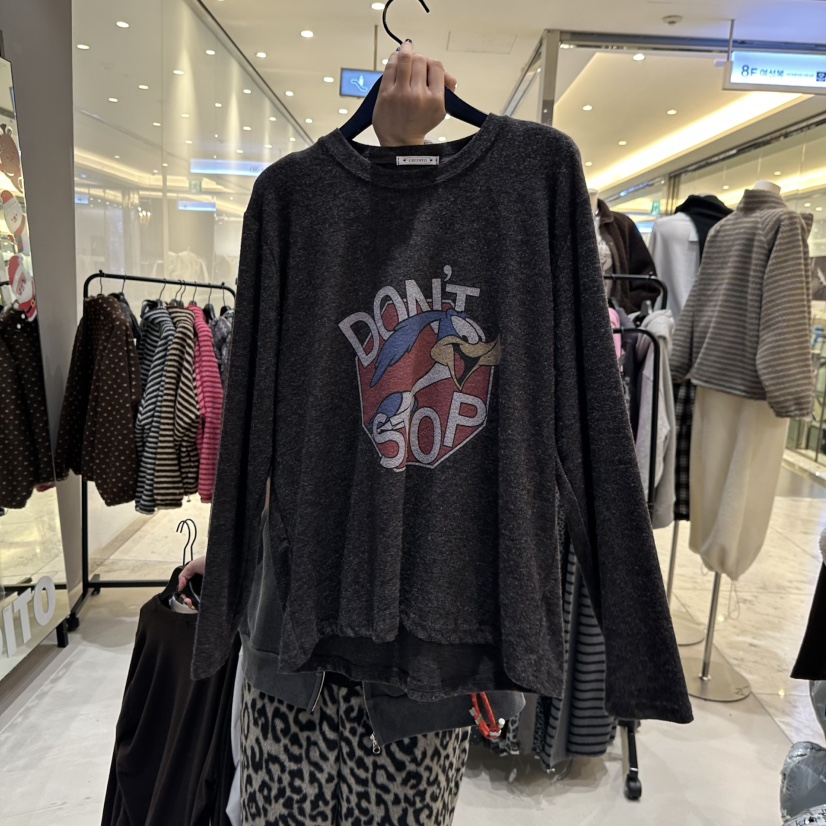 CREDITO東大門㊣直郵女裝新品休閑25秋冬熱賣真品職業長袖T恤CREDITO長袖T恤圖色3墨色