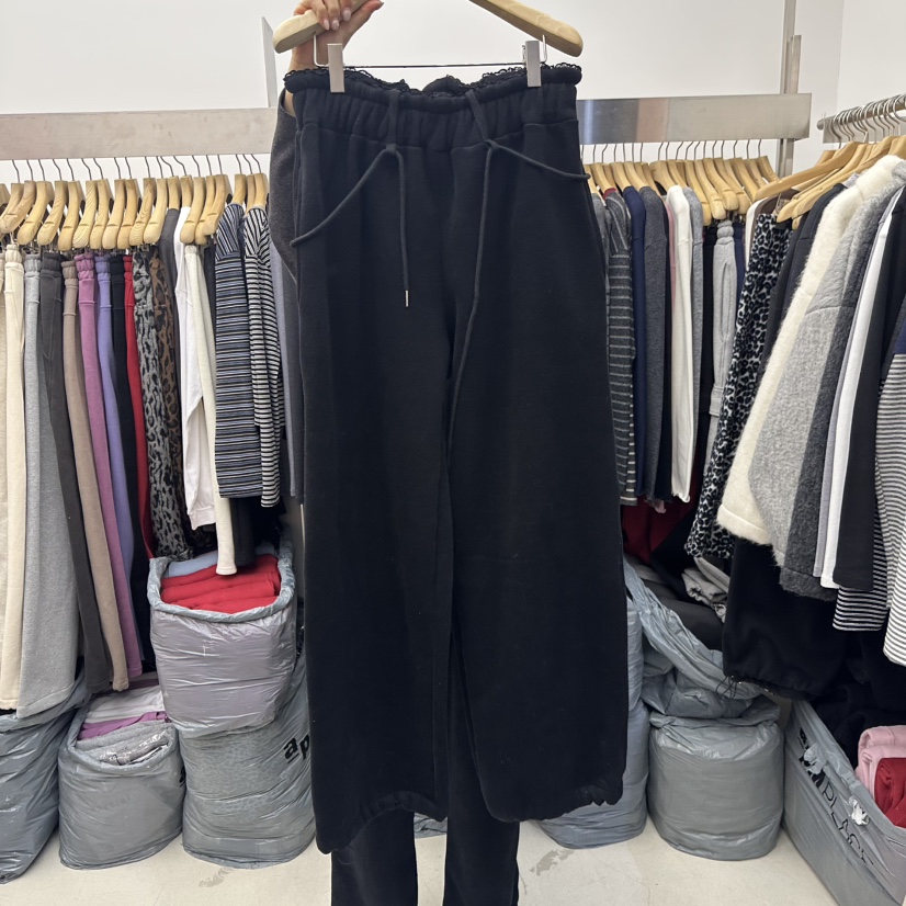 SPECIAL韓國代購㊣女士新款推薦人氣時尚25秋冬休閑褲含腰繩加絨SPECIAL休閑褲圖色3黑色