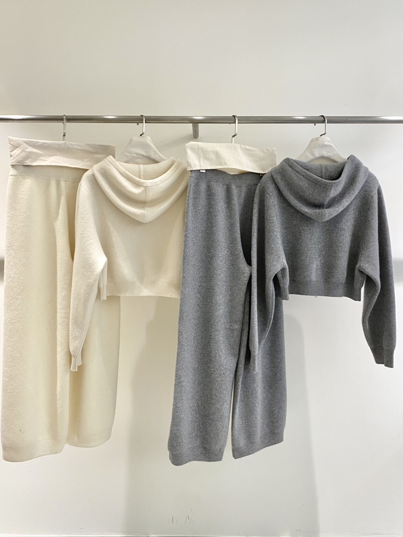 1968韓國直郵㊣女士新款時尚套裝兩件套針織褲拉鏈套裝連帽1968/YEOUYA套裝