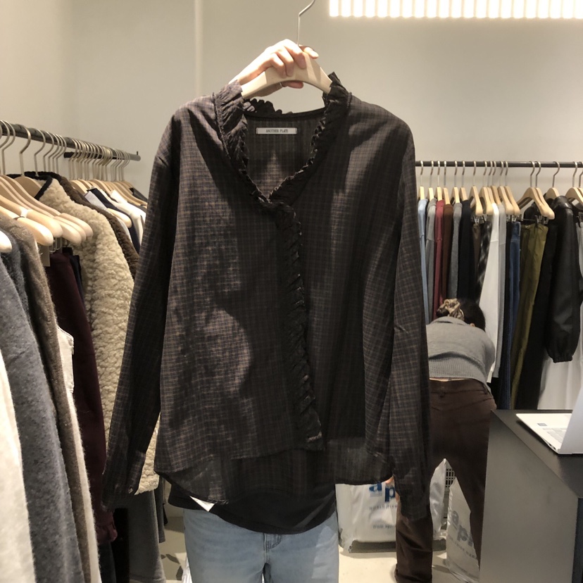 PLATE韓國代購㊣女士新款熱賣推薦人氣休閑職業時尚襯衫蕾絲衫PLATE襯衫/蕾絲衫圖色1