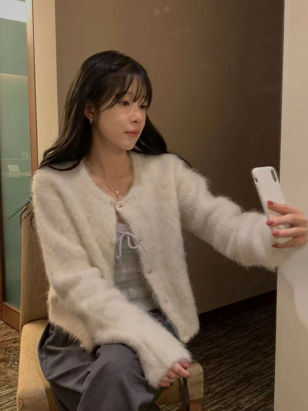 MIELLE-미엘르-OT韓國直郵㊣女裝新款時尚職業針織衫開襟衫MIELLE-미엘르-OT針織衫圖色1