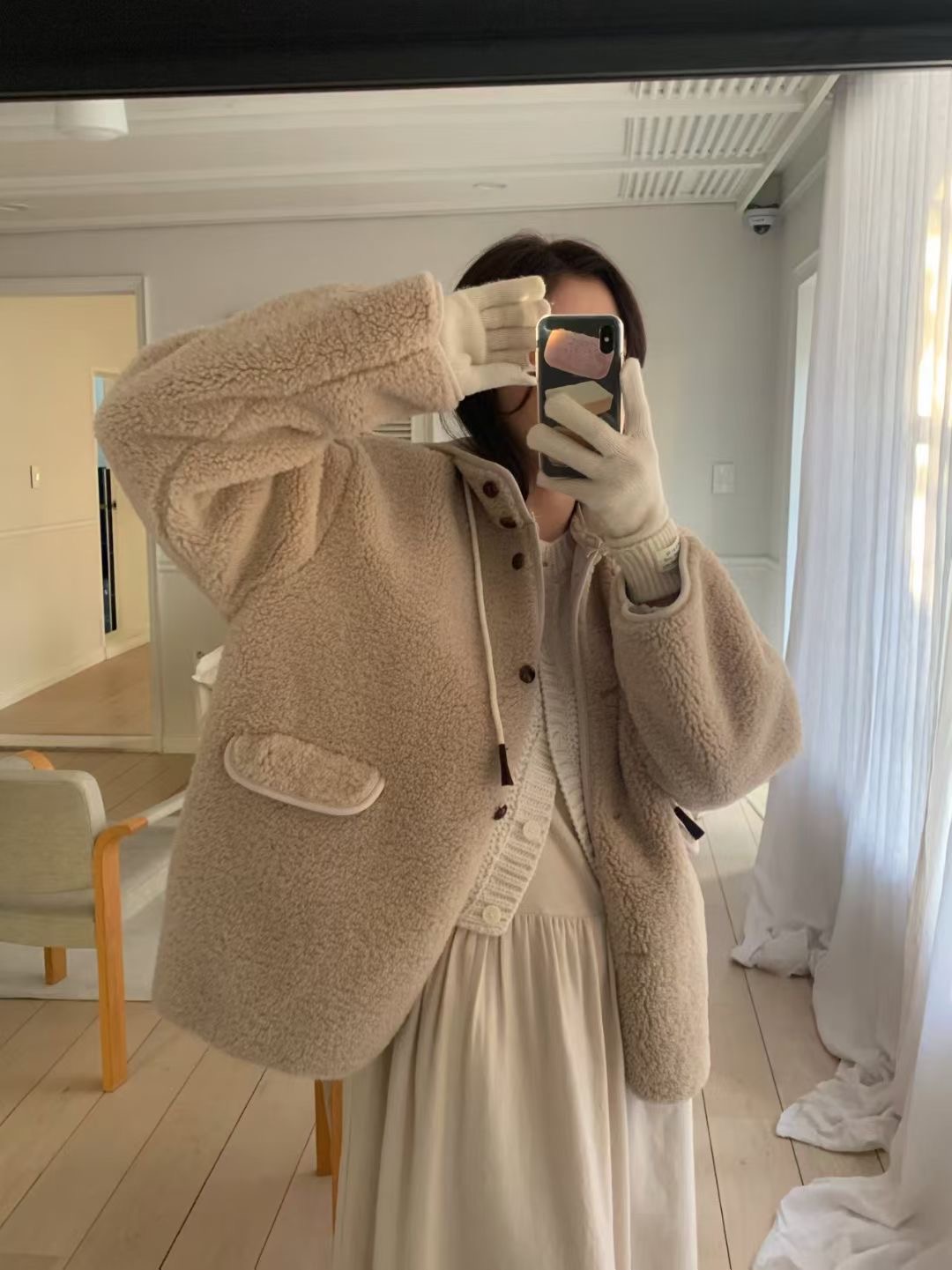 CALLMYNAME東大門㊣實拍女裝新品人氣職業推薦短款大衣連帽Call my name短款大衣