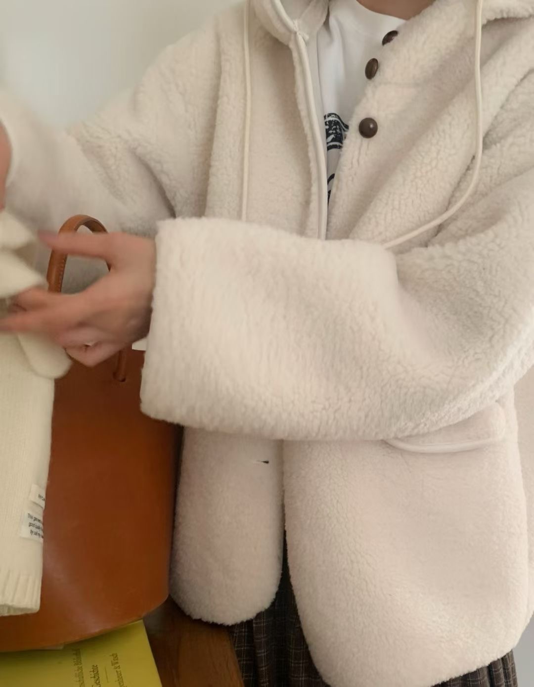 CALLMYNAME東大門㊣實拍女裝新品人氣職業推薦短款大衣連帽Call my name短款大衣