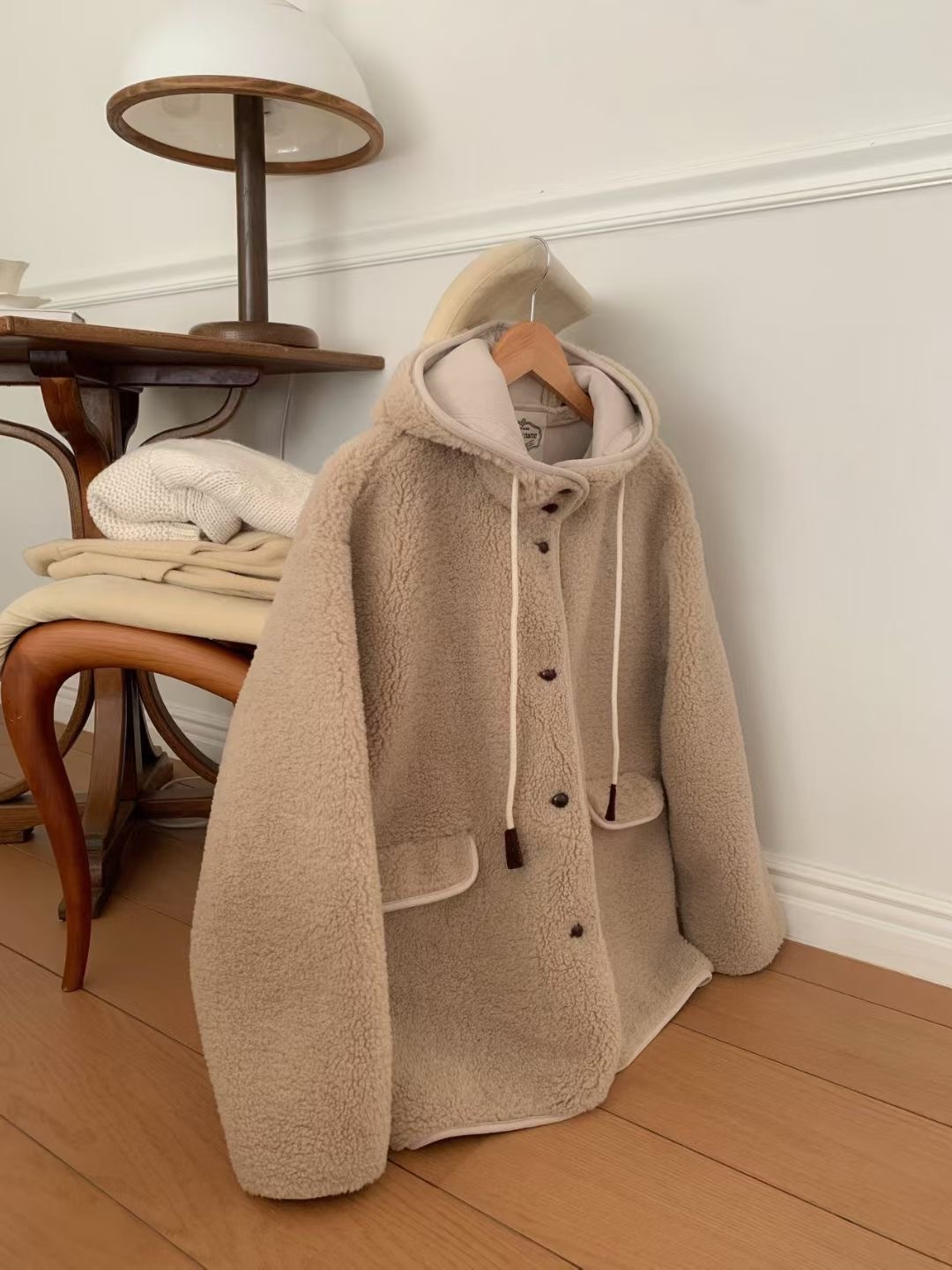 CALLMYNAME東大門㊣實拍女裝新品人氣職業推薦短款大衣連帽Call my name短款大衣圖色2