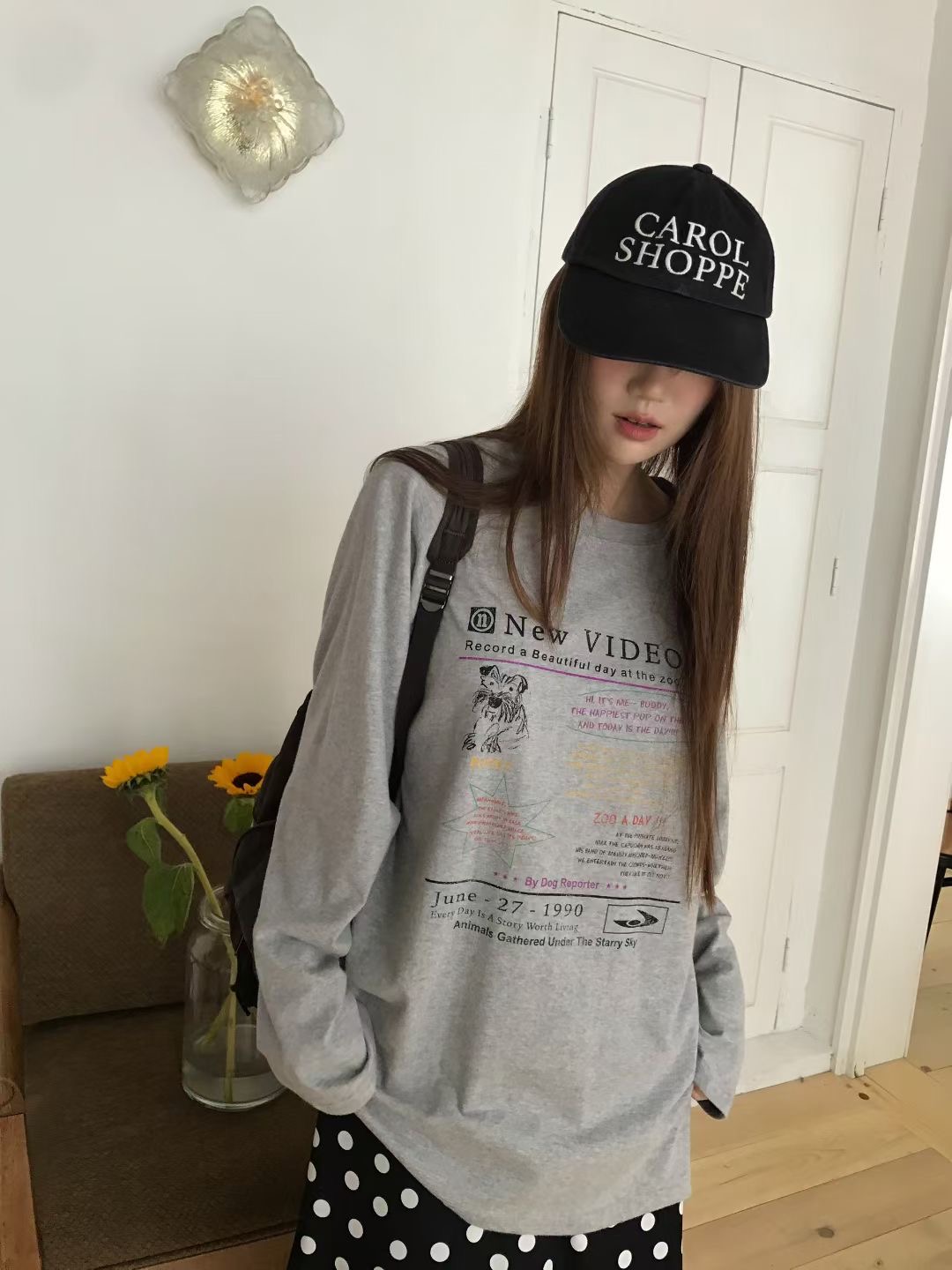 CALLMYNAME韓國直郵㊣女士新款真品時尚25秋冬推薦休閑長袖T恤Call my name長袖T恤