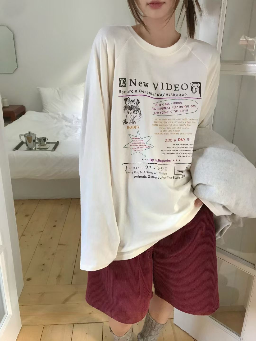 CALLMYNAME韓國直郵㊣女士新款真品時尚25秋冬推薦休閑長袖T恤Call my name長袖T恤