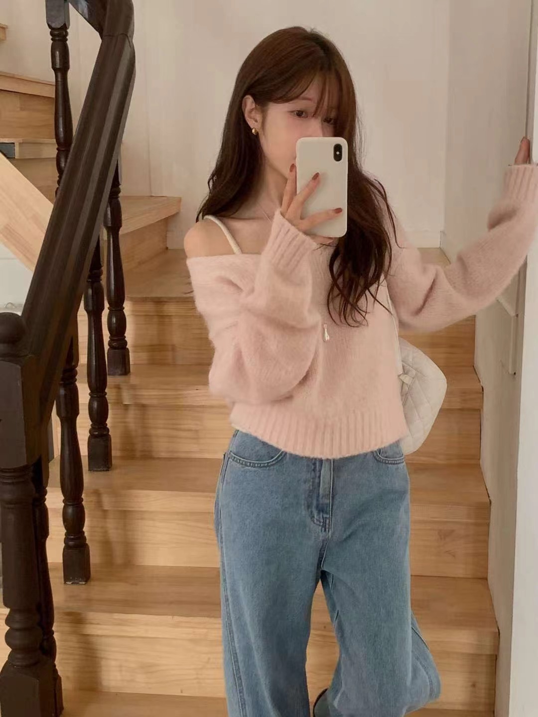 MIELLE-미엘르-OT韓國直郵㊣女裝新款25秋冬針織衫不含內搭V領兔子MIELLE-미엘르-OT針織衫