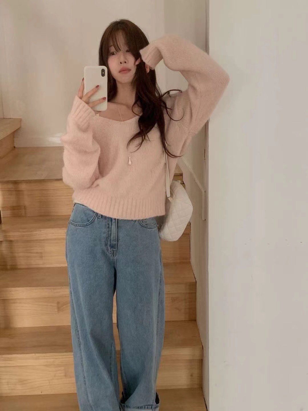 MIELLE-미엘르-OT韓國直郵㊣女裝新款25秋冬針織衫不含內搭V領兔子MIELLE-미엘르-OT針織衫