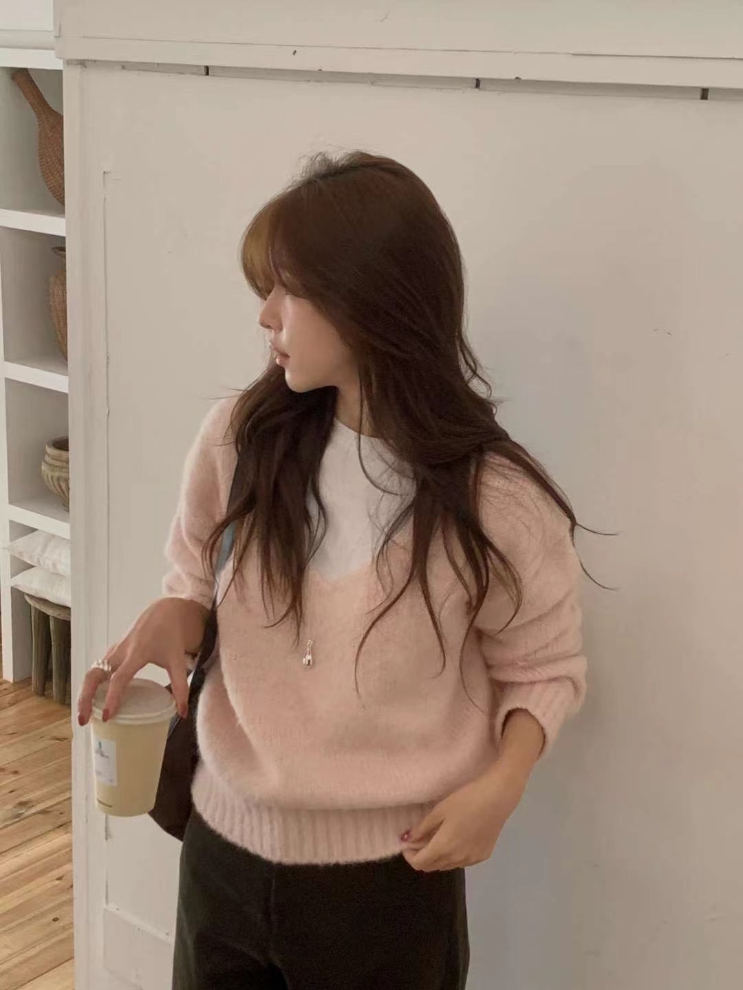 MIELLE-미엘르-OT韓國直郵㊣女裝新款25秋冬針織衫不含內搭V領兔子MIELLE-미엘르-OT針織衫圖色1