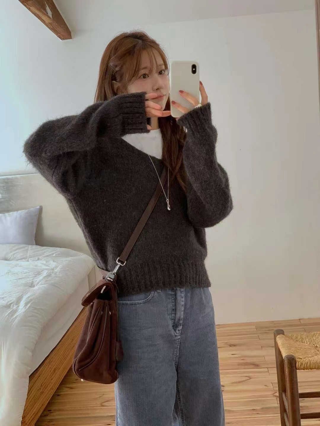 MIELLE-미엘르-OT韓國直郵㊣女裝新款25秋冬針織衫不含內搭V領兔子MIELLE-미엘르-OT針織衫圖色3