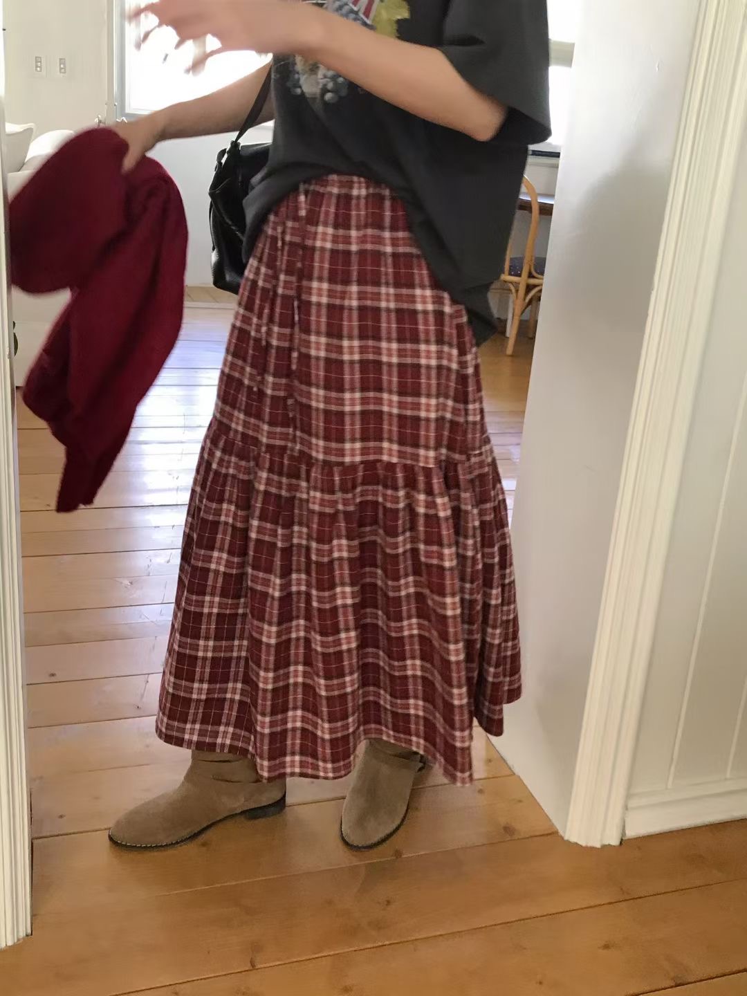 CALLMYNAME東大門㊣實拍女裝新款推薦真品25秋冬人氣長裙格子Call my name長裙圖色1