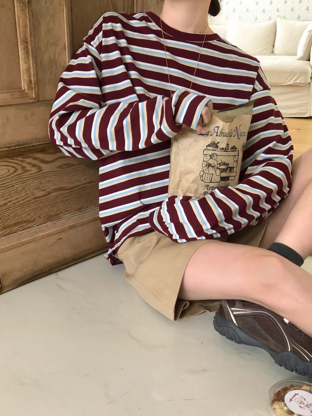 CALLMYNAME東大門㊣實拍女裝新款休閑時尚真品長袖T恤不含腰包Call my name長袖T恤圖色1