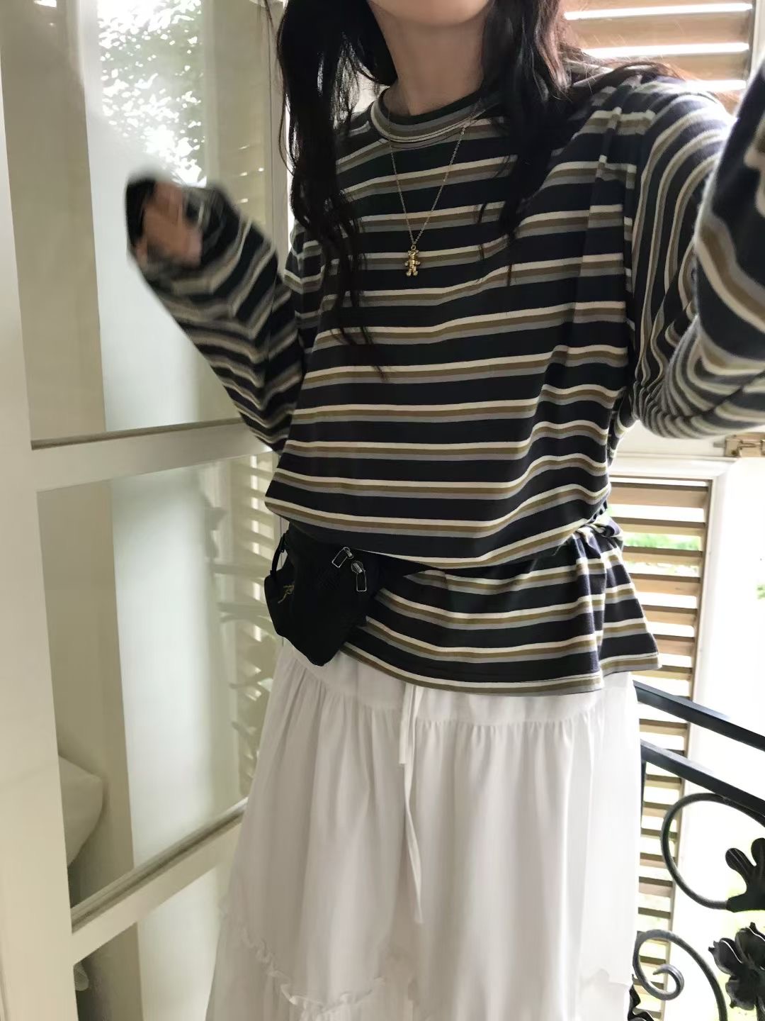 CALLMYNAME東大門㊣實拍女裝新款休閑時尚真品長袖T恤不含腰包Call my name長袖T恤圖色2