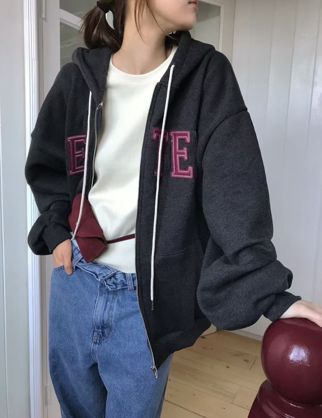 CALLMYNAME韓國直郵㊣女士新品真品推薦休閑人氣25秋冬夾克拉鏈Call my name夾克圖色1