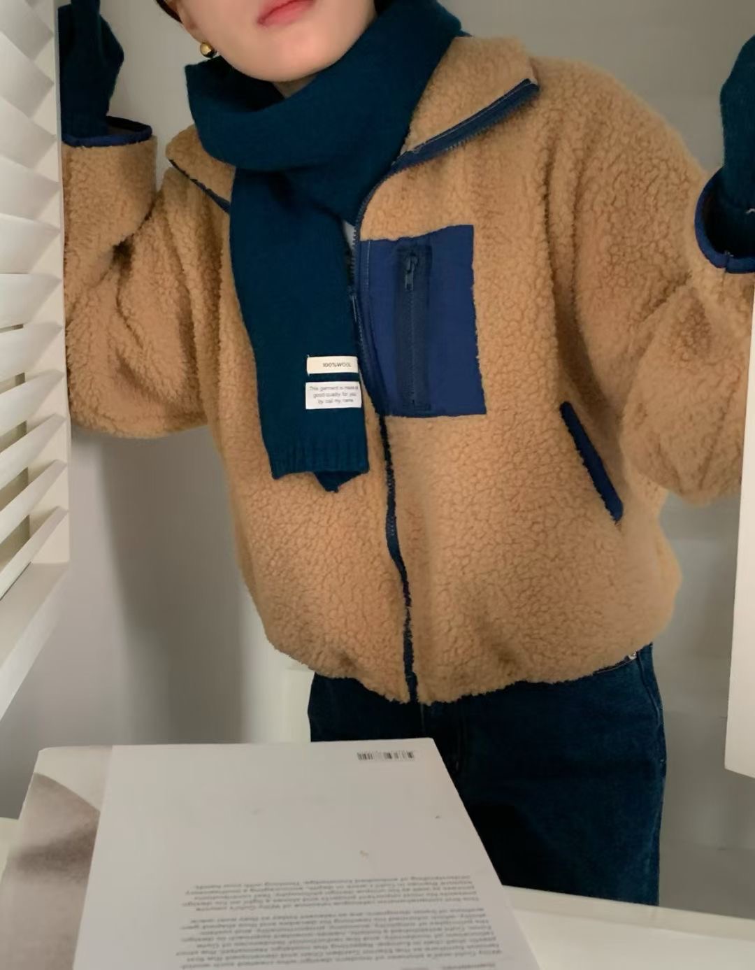 CALLMYNAME東大門㊣代購女裝新款人氣短款大衣不含圍巾連帽衫Call my name短款大衣圖色1