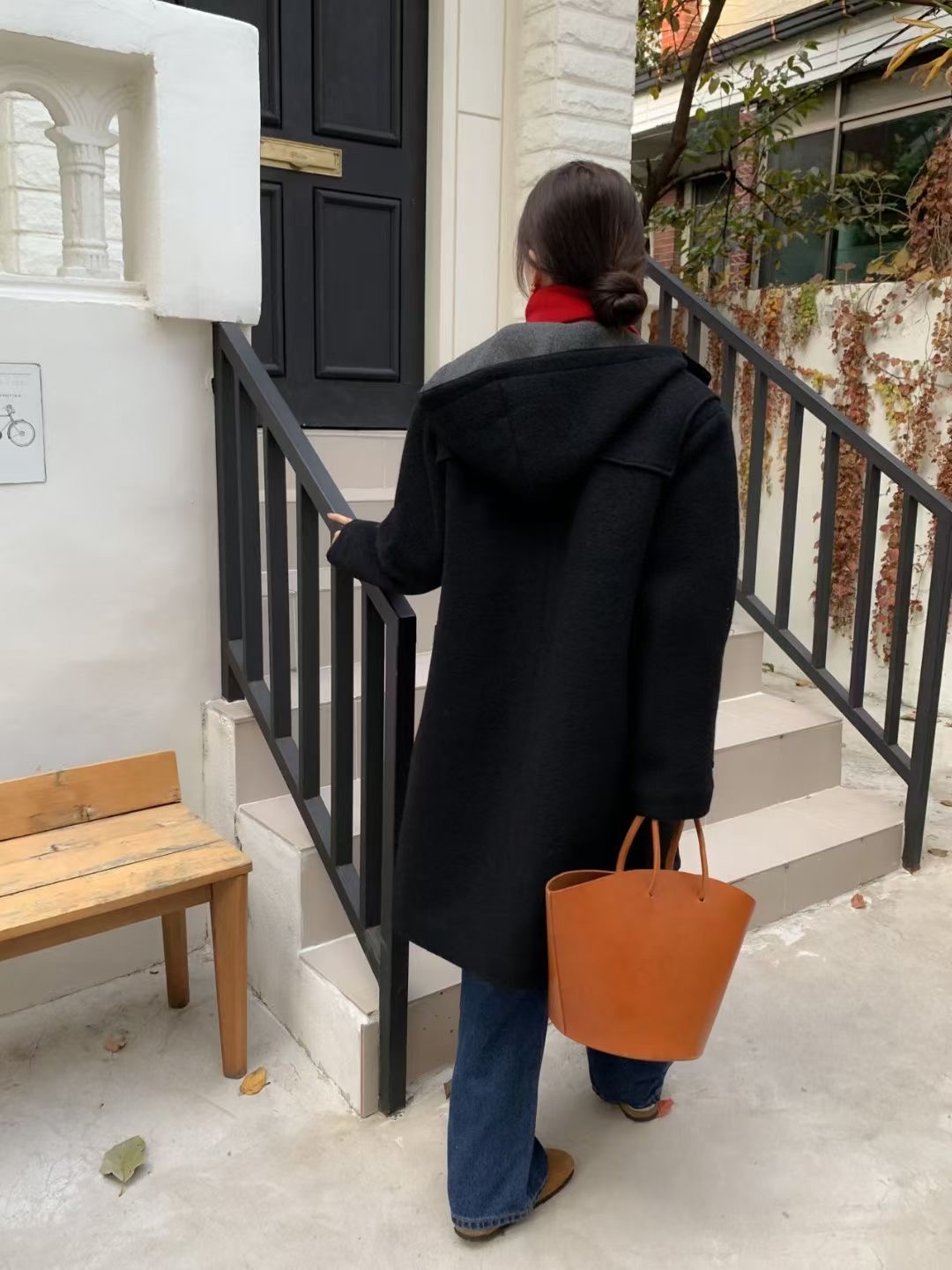 CALLMYNAME東大門㊣直郵女士新品時尚職業熱賣中長款大衣連帽Call my name中長款大衣