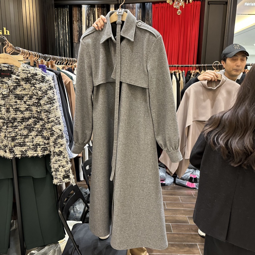 HERISH-HAUTE東大門㊣實拍女士新品25秋冬真品長款風衣含腰帶HERISH-HAUTE長款風衣圖色1