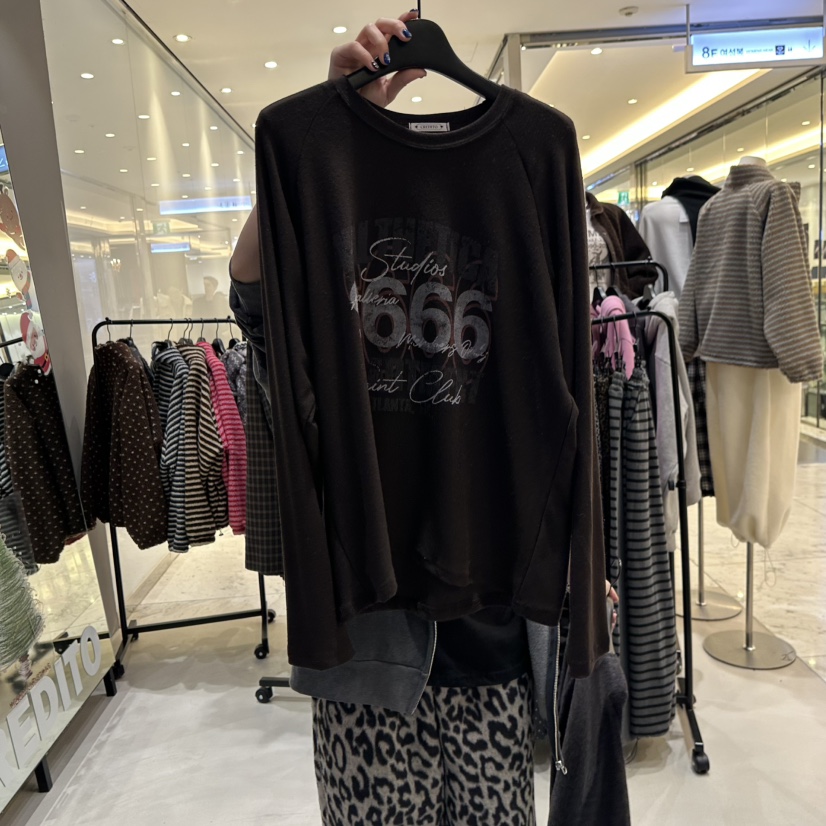 CREDITO東大門㊣直郵女裝新品人氣熱賣真品休閑職業長袖T恤CREDITO長袖T恤圖色1棕色