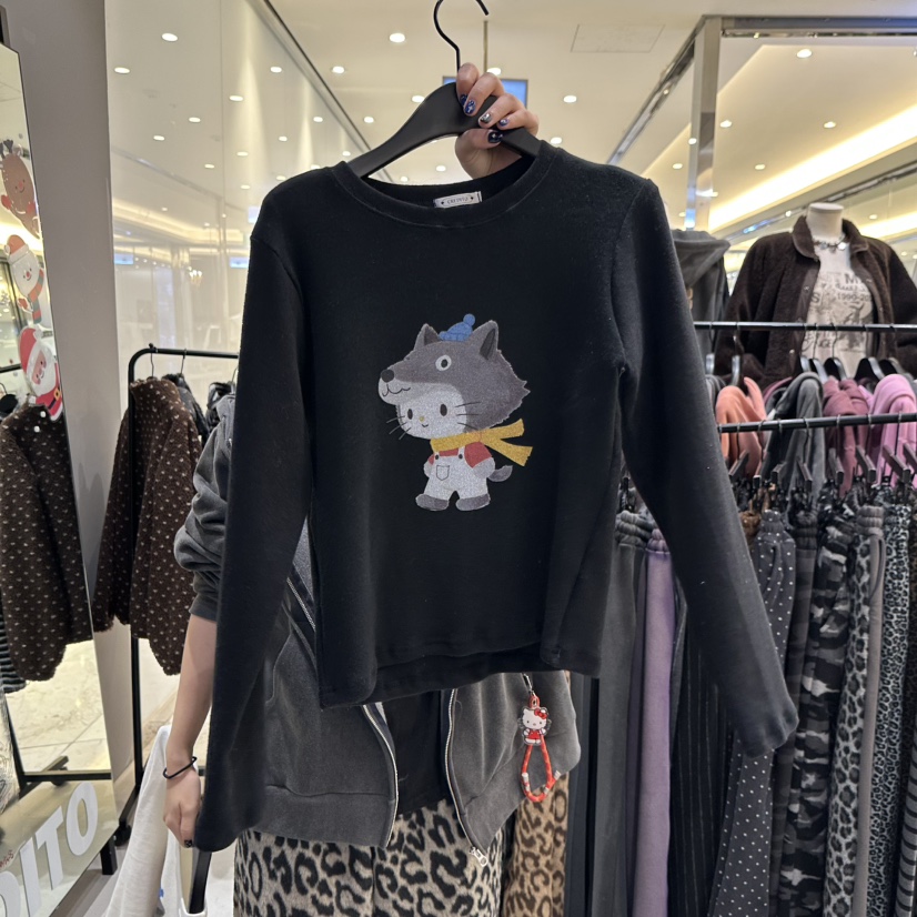 CREDITO東大門㊣代購女士新品25秋冬真品休閑人氣推薦長袖T恤CREDITO長袖T恤圖色2