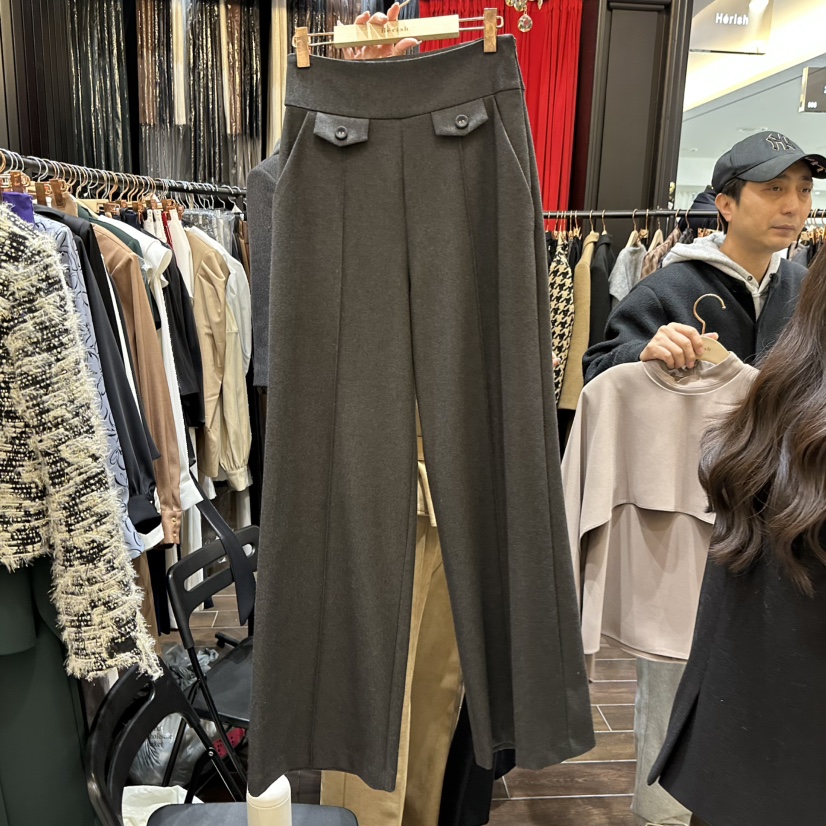 HERISH-HAUTE韓國代購㊣女士新款熱賣職業人氣休閑褲口袋紐扣HERISH-HAUTE休閑褲圖色1墨色