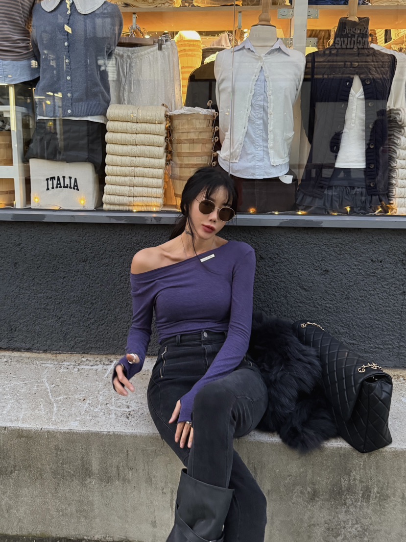 ABBEYLEE韓國代購㊣女士新品時尚25秋冬休閑職業人氣長袖T恤ABBEYLEE長袖T恤