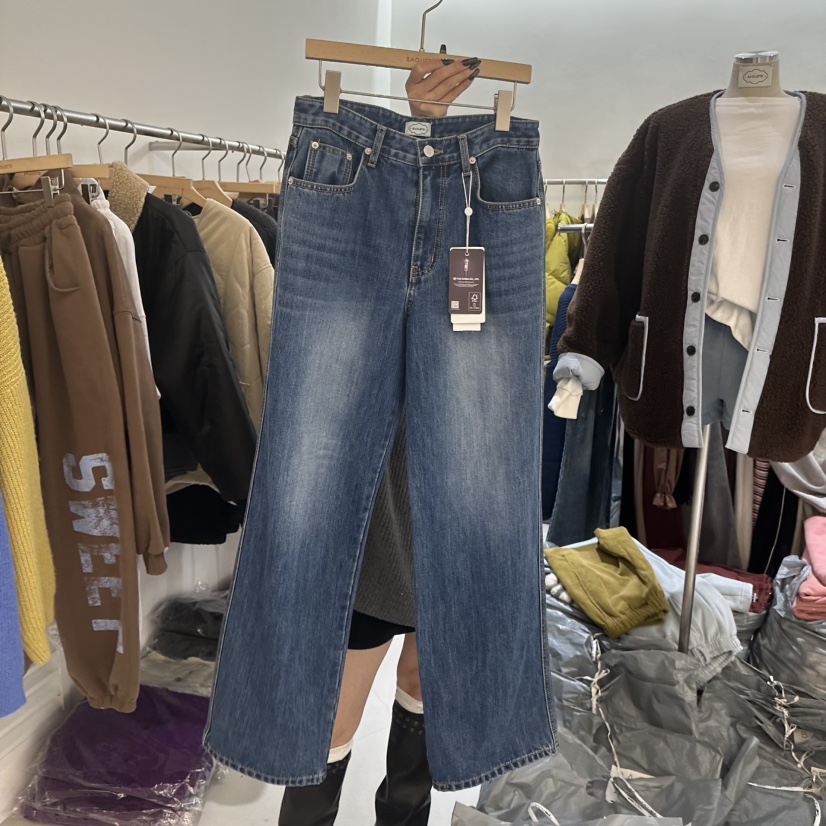 BAGUETTE-P韓國代購㊣女士新款職業推薦真品牛仔褲加絨羊毛BAGUETTE-P牛仔褲圖色1