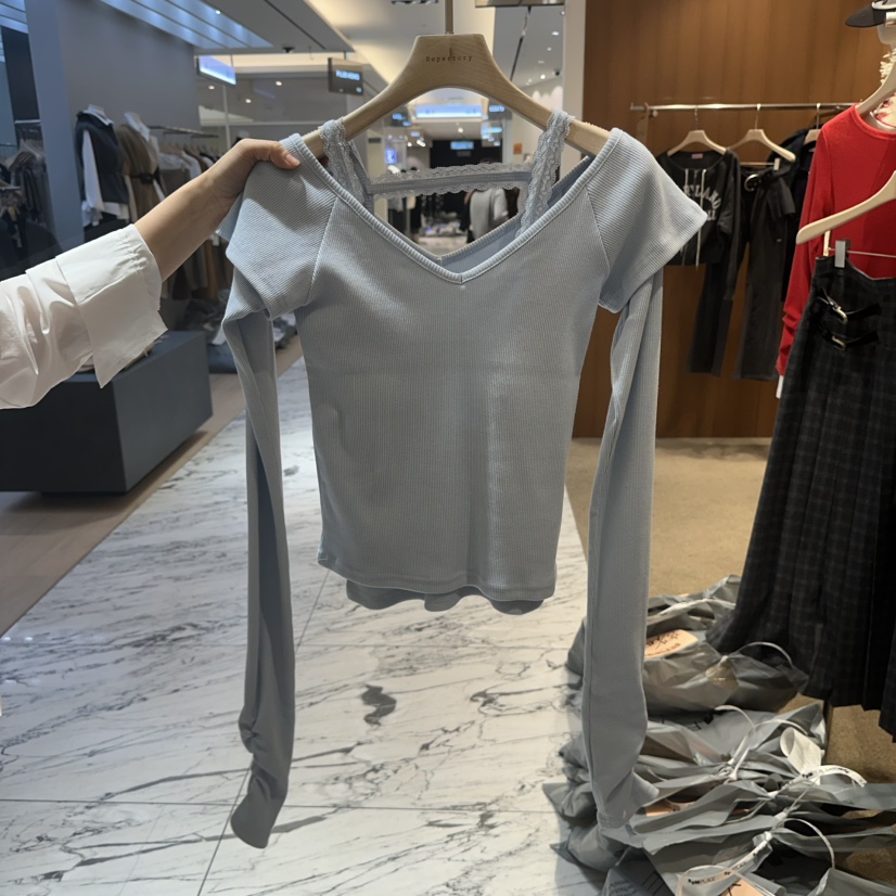 REPERTORY韓國直郵㊣女士新款25秋冬長袖T恤不含內搭假兩件REPERTORY長袖T恤圖色1