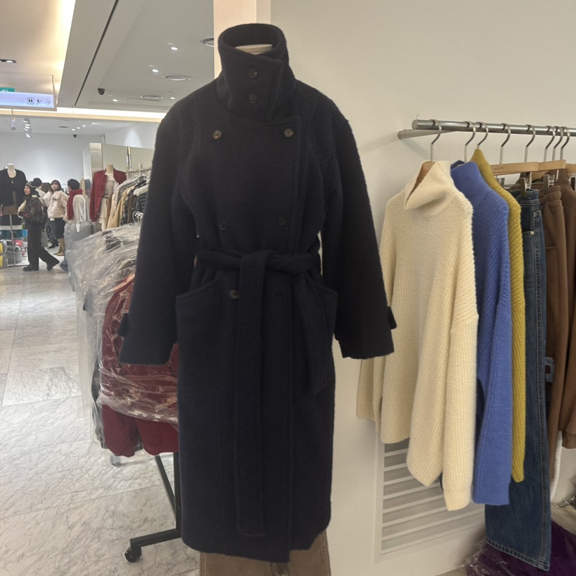 BAGUETTE-P東大門㊣直郵女裝新款真品熱賣中長款大衣馬海毛BAGUETTE-P中長款大衣圖色2墨色