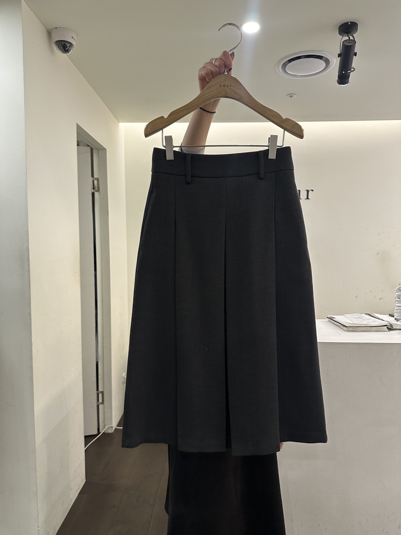 YOUR-P東大門㊣實拍女裝新款休閑推薦職業熱賣人氣長裙褶皺YOUR-P長裙圖色2墨色