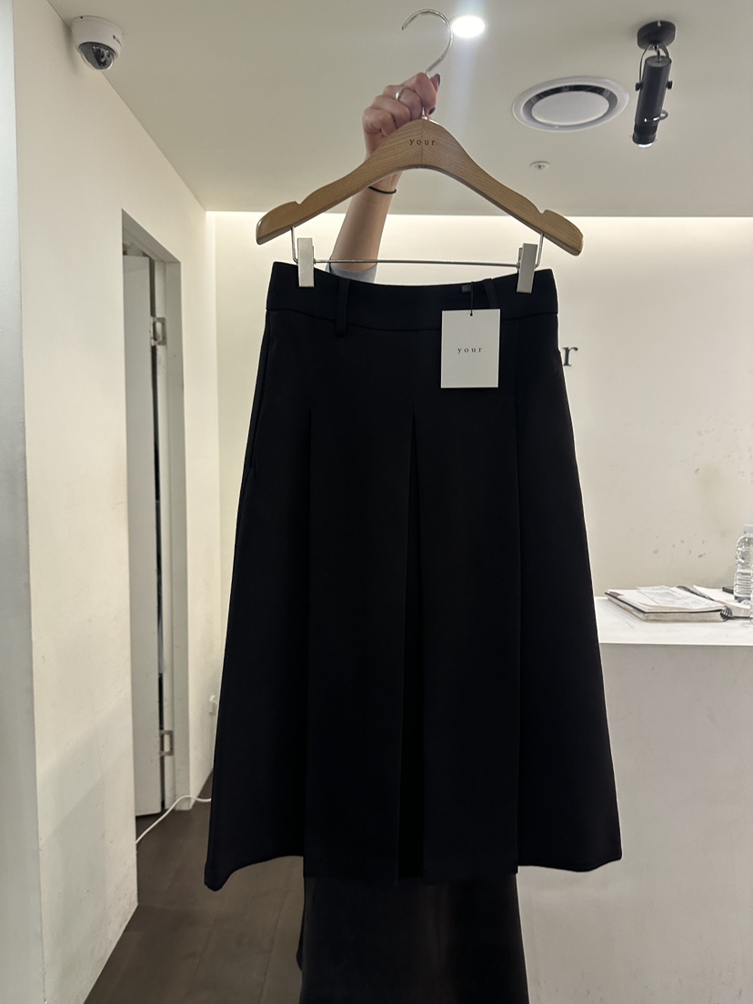 YOUR-P東大門㊣實拍女裝新款休閑推薦職業熱賣人氣長裙褶皺YOUR-P長裙圖色3黑色
