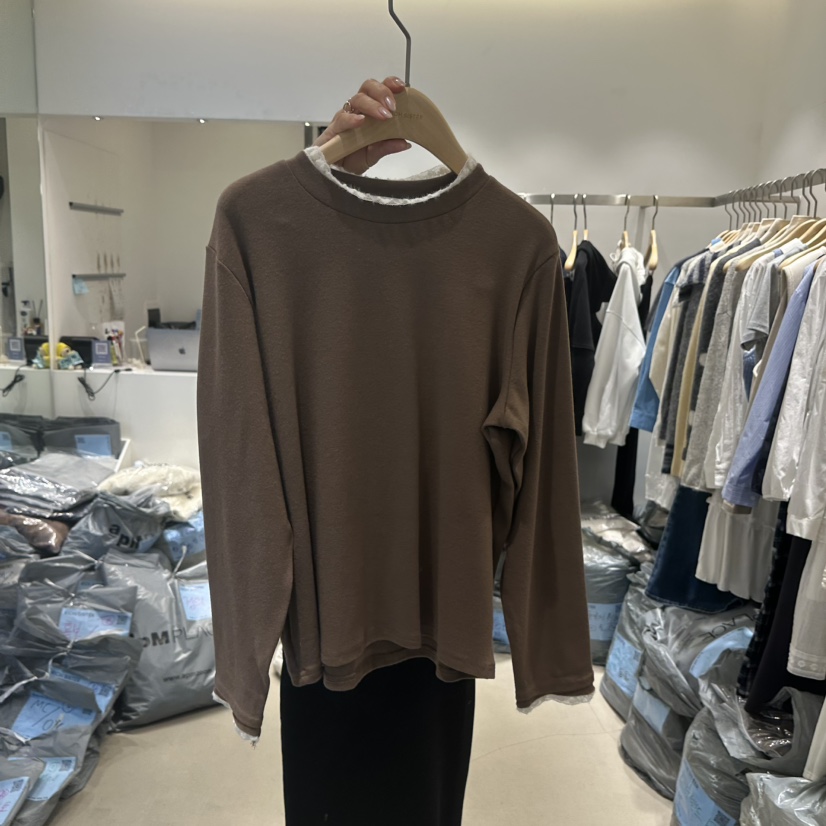 RICH SISTER東大門㊣代購女裝新款職業推薦人氣長袖T恤蕾絲RICH SISTER長袖T恤圖色1