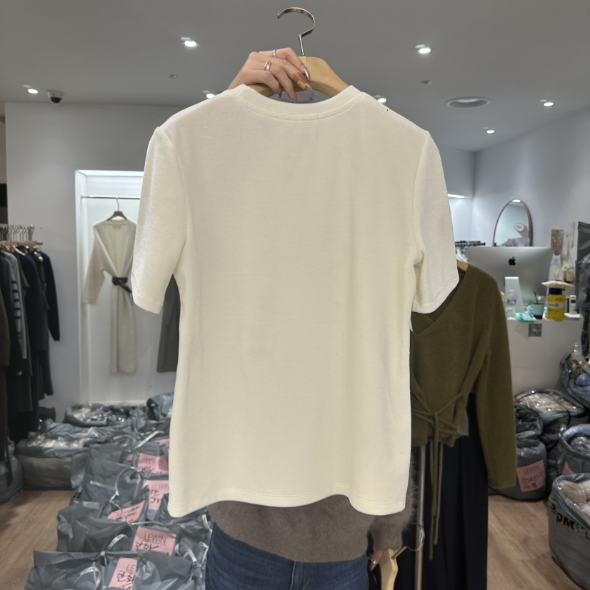 LEWIN東大門㊣直郵女士新品真品休閑職業熱賣25秋冬T恤刺繡絲絨LEWINT恤
