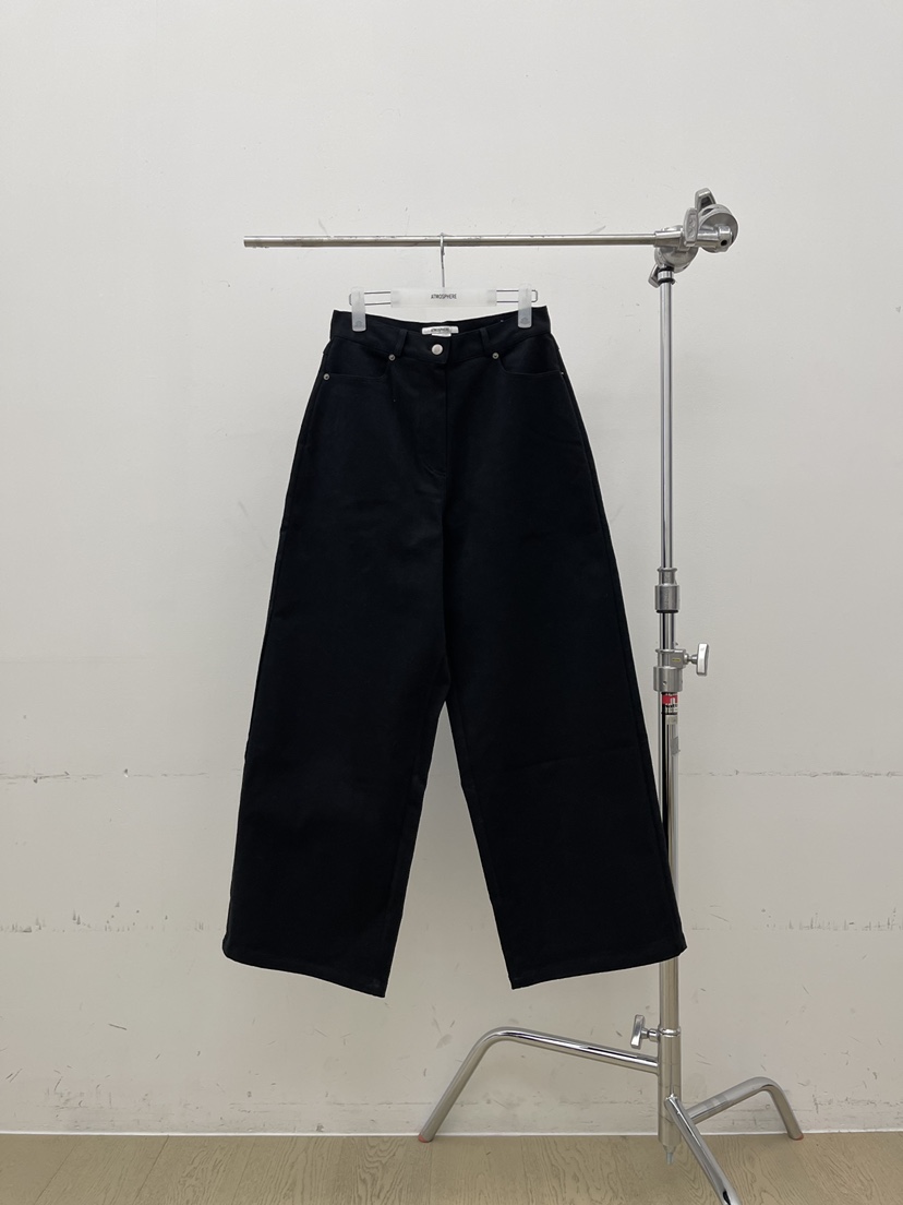 ATMOSPHERE韓國直郵㊣女裝新品職業人氣25秋冬時尚休閑褲羊皮ATMOSPHERE/BLING休閑褲圖色2黑