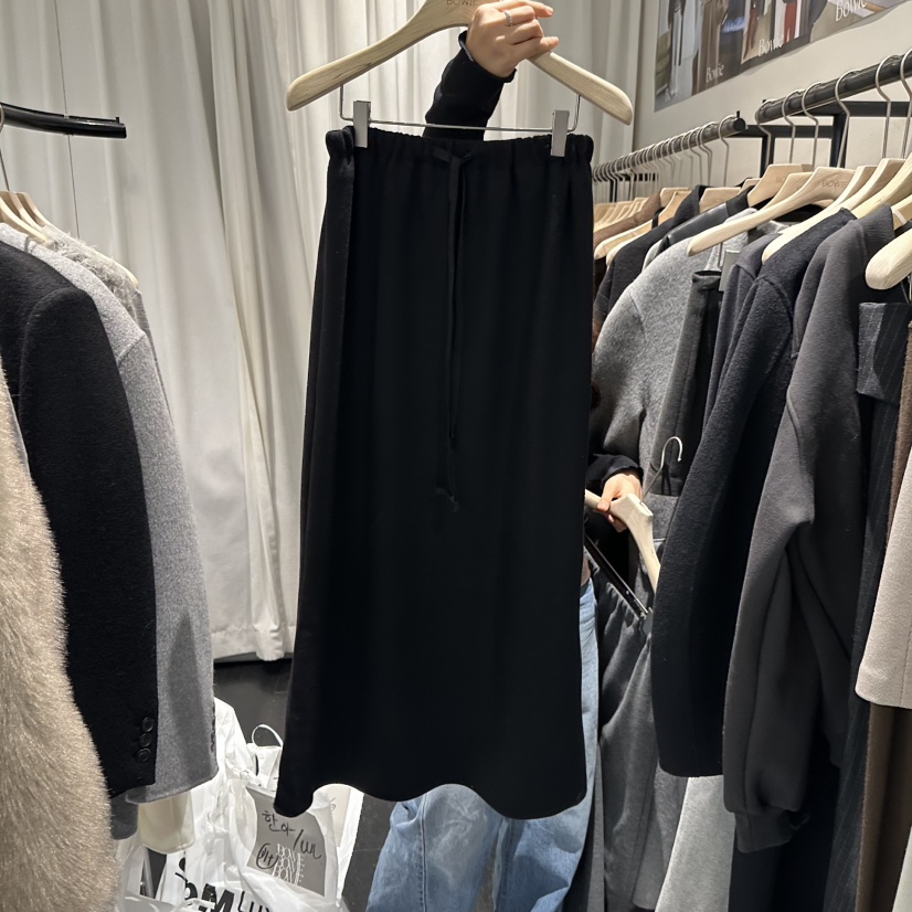 BOWIE韓國直郵㊣女裝新品熱賣職業休閑時尚真品推薦25秋冬長裙BOWIE長裙圖色3黑色