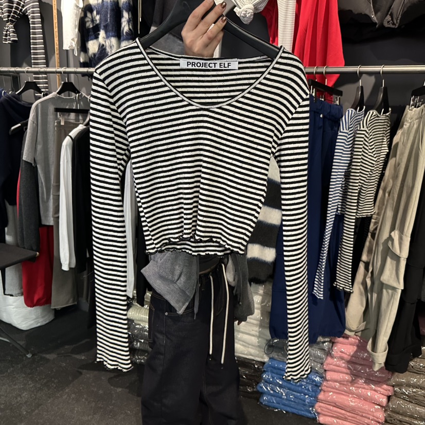 ELF-L東大門㊣直郵女士新款人氣推薦休閑熱賣時尚職業長袖T恤PROJECT ELF/ELF-L長袖T恤圖色3黑色