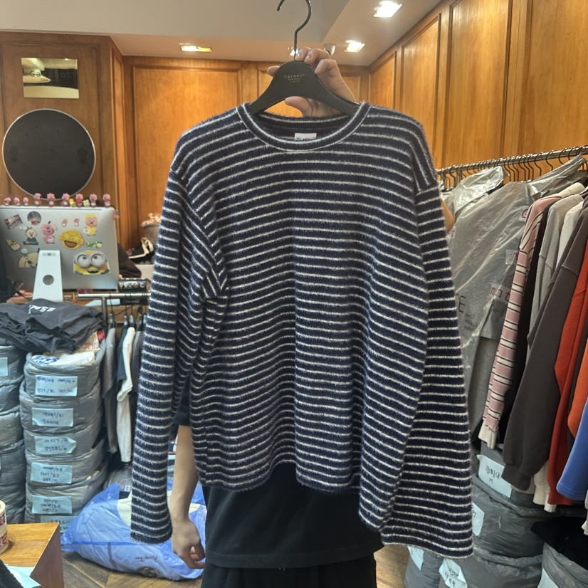 GARMENT-P韓國直郵㊣女裝新品職業真品25秋冬休閑熱賣長袖T恤GARMENT長袖T恤圖色4深藍色